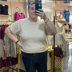 Zenana Beige Puff Sleeve Sweater - Large